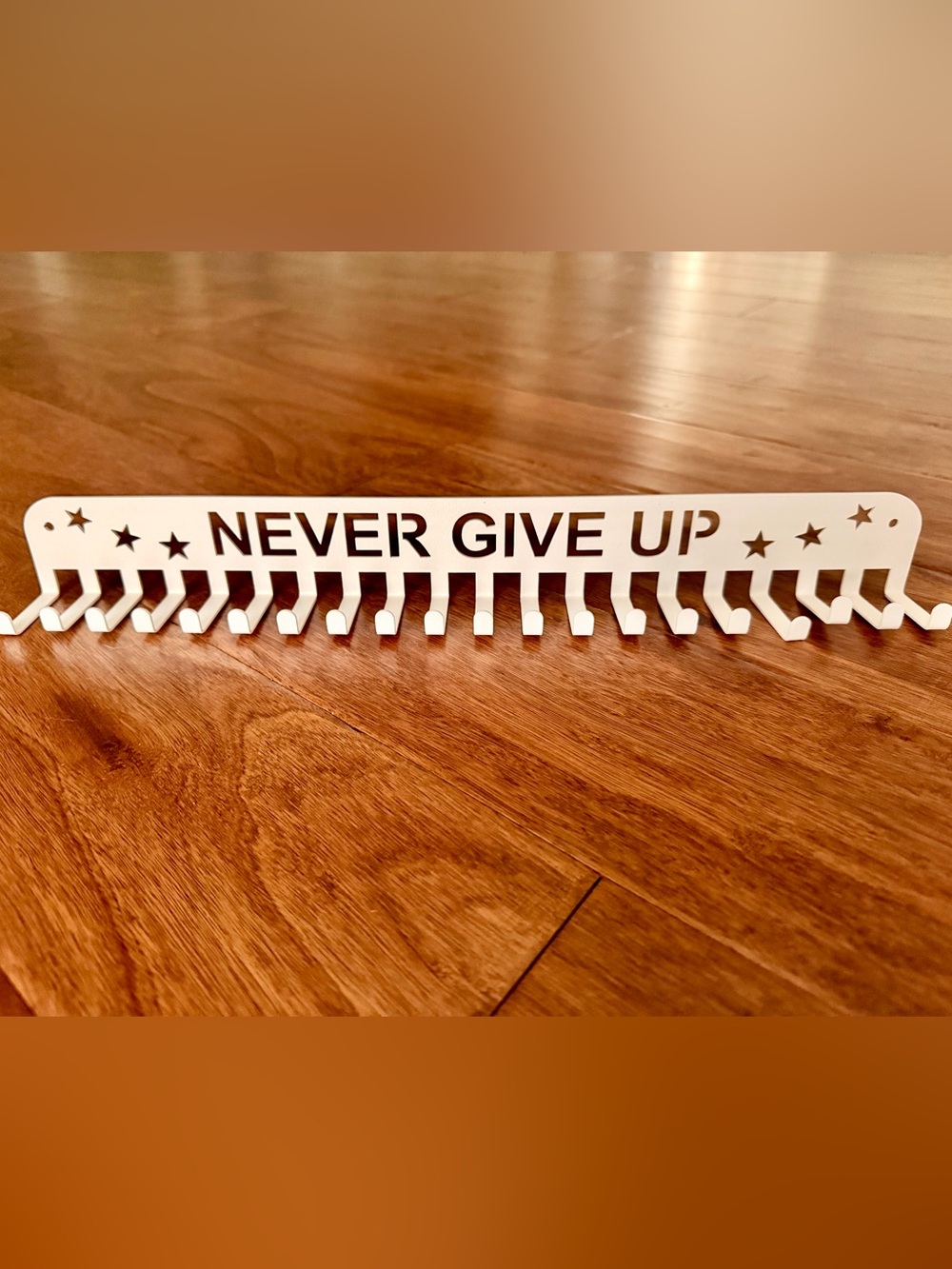 🆕 Never Give Up White Wall Hook Rack - Motivational Home Wall Decor